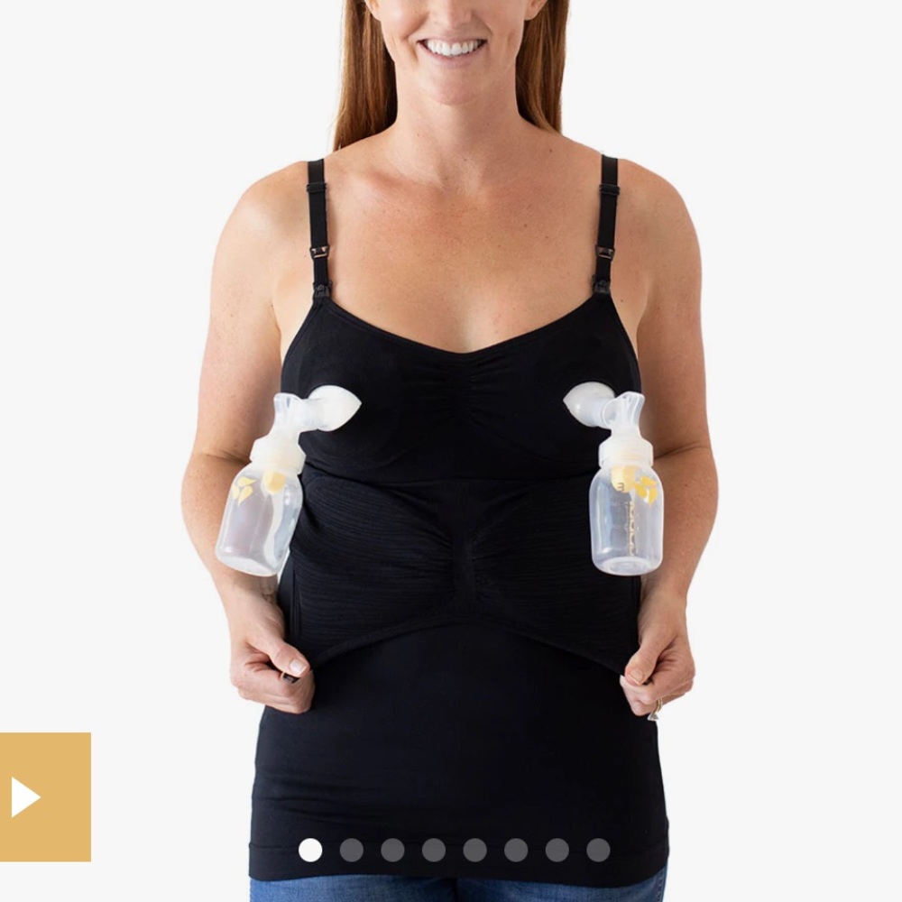 EUC Kindred Bravely nursing and hands free pumping tank in black, size M
